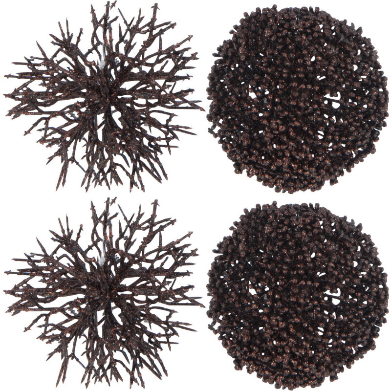 Boule de Noël Corail en Plastique Marron (Lot de 4) - 1