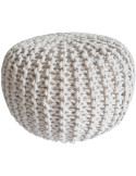 Pouf Tricot Rond 45 cm en Coton recyclé Blanc Lulu