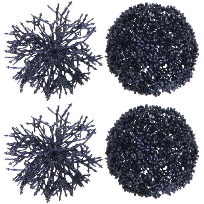 Boule de Noël Corail en Plastique Bleu (Lot de 4) - 1