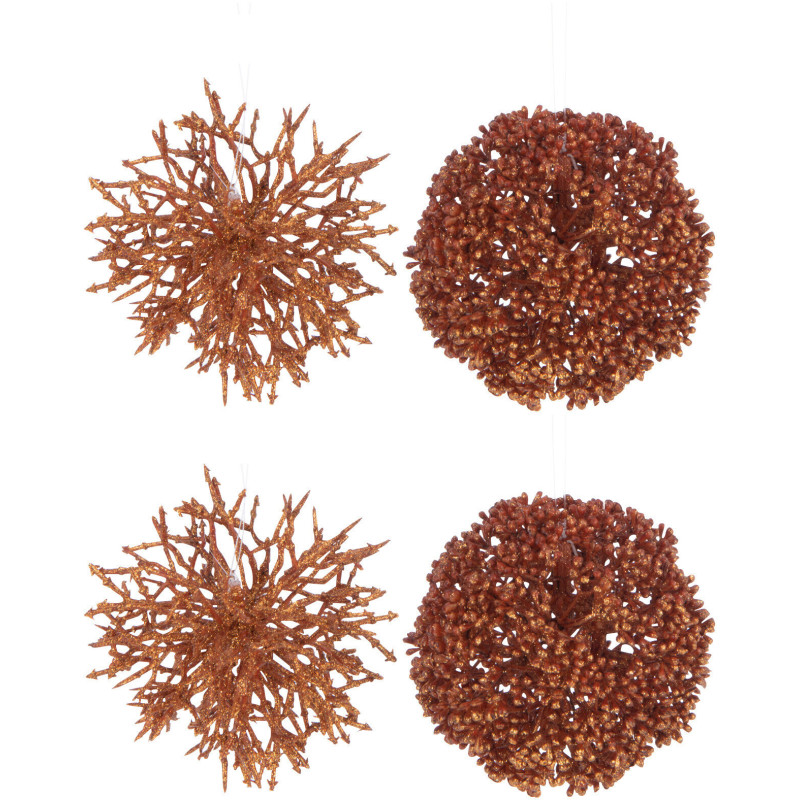 Boule de Noël Corail en Plastique Orange (Lot de 4) - 1