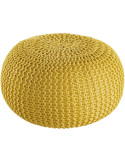 Pouf extérieur imperméable Tricot Rond 55 cm en Plastique recyclé Jaune Lulu