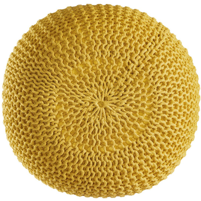 Pouf extérieur imperméable Tricot Rond 55 cm en Plastique recyclé Jaune Lulu - 4