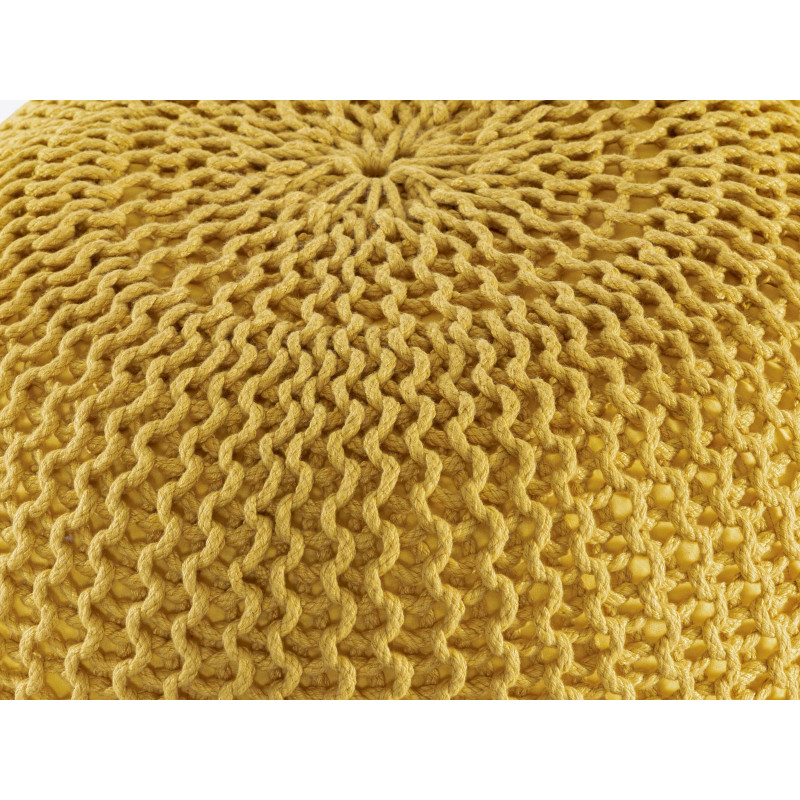 Pouf extérieur imperméable Tricot Rond 55 cm en Plastique recyclé Jaune Lulu - 5