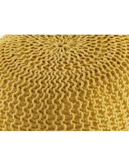 Pouf extérieur imperméable Tricot Rond 55 cm en Plastique recyclé Jaune Lulu - 5