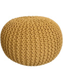 Pouf Tricot Rond 45 cm en Coton recyclé Jaune Lulu