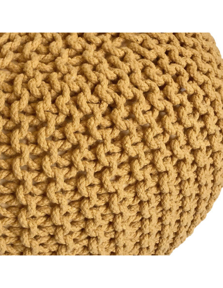Pouf Tricot Rond 45 cm en Coton recyclé Jaune Lulu - 2