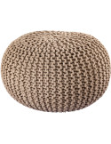 Pouf tricot rond Ø45 cm coton recyclé beige Lulu