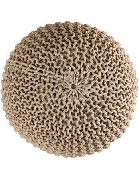 Pouf Tricot Rond 45 cm en Coton recyclé Beige Lulu - 2