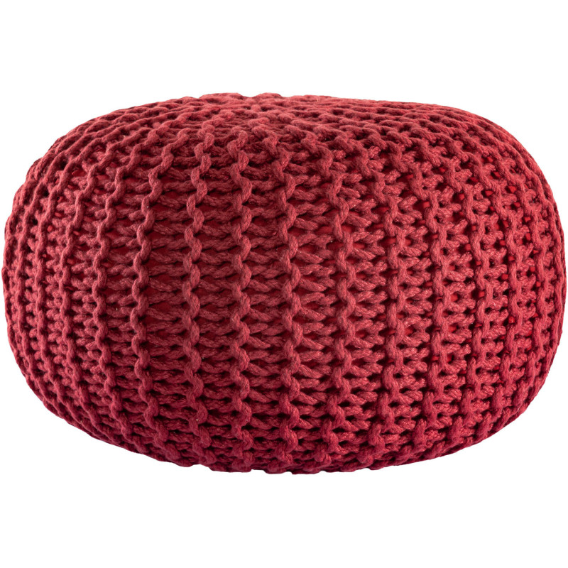 Pouf extérieur imperméable Tricot Rond 55 cm en Plastique recyclé Rouge rubis Lulu - 2