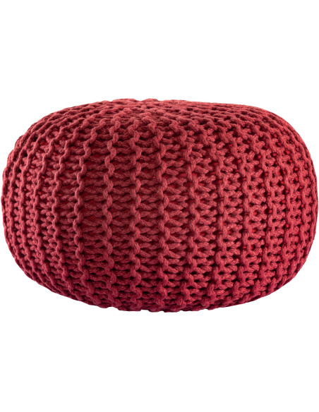 Pouf extérieur imperméable Tricot Rond 55 cm en Plastique recyclé Rouge rubis Lulu - 2