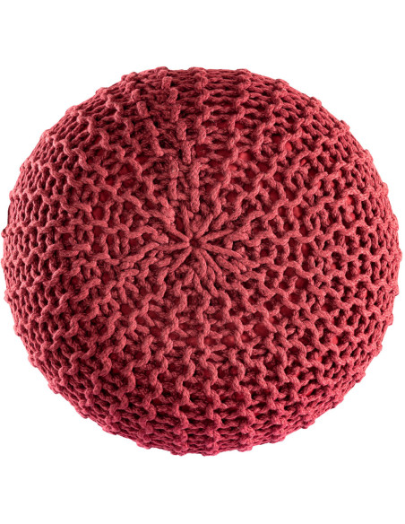 Pouf extérieur imperméable Tricot Rond 55 cm en Plastique recyclé Rouge rubis Lulu - 3