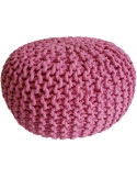 Pouf Tricot Rond 45 cm en Coton recyclé Rose Lulu