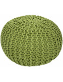 Pouf Tricot Rond 45 cm en Coton recyclé Vert fluo Lulu