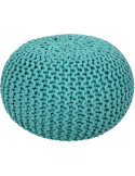 Pouf Tricot Rond 45 cm en Coton recyclé Vert menthe Lulu