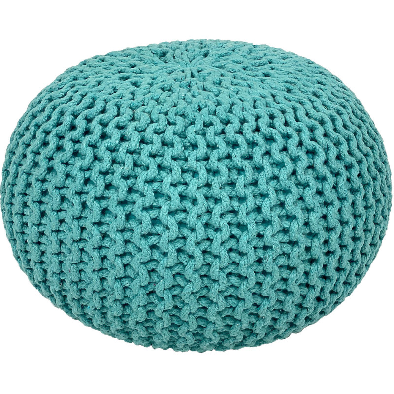 Pouf Tricot Rond 45 cm en Coton recyclé Vert menthe Lulu - 1