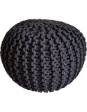 Pouf Tricot Rond 45 cm en Coton recyclé Noir anthracite Lulu