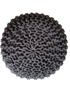 Pouf tricot rond Ø45 cm coton recyclé gris ardoise Lulu Histoires Singulières - 2
