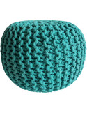 Pouf tricot rond Ø45 cm coton recyclé vert Lulu