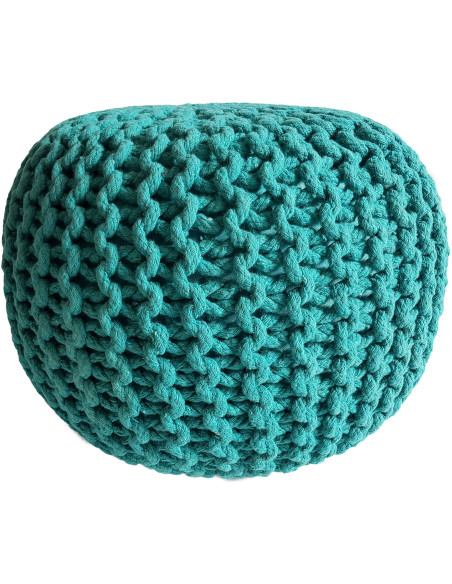Pouf Tricot Rond 45 cm en Coton recyclé Vert Lulu - 1