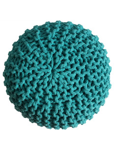 Pouf tricot rond Ø45 cm coton recyclé vert Lulu Histoires Singulières - 2