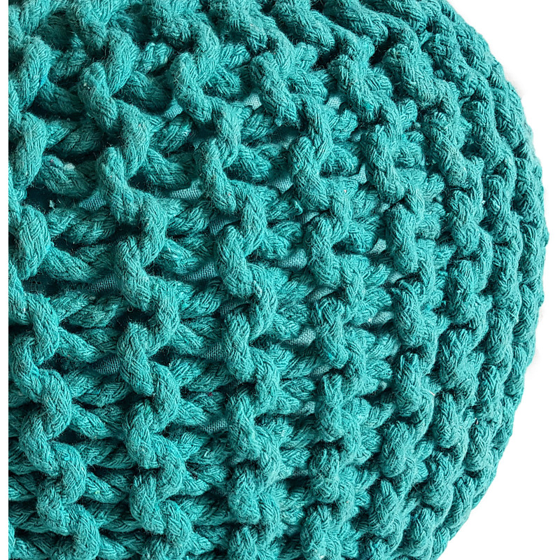 Pouf Tricot Rond 45 cm en Coton recyclé Vert Lulu - 3