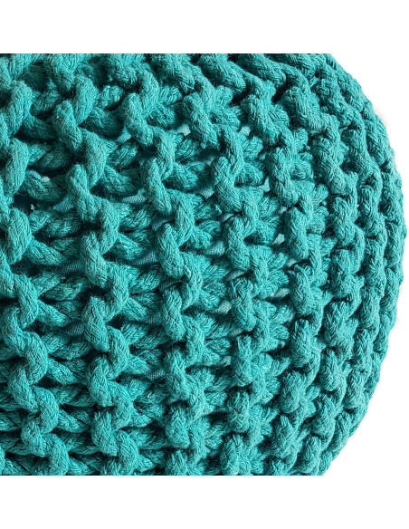 Pouf Tricot Rond 45 cm en Coton recyclé Vert Lulu - 3
