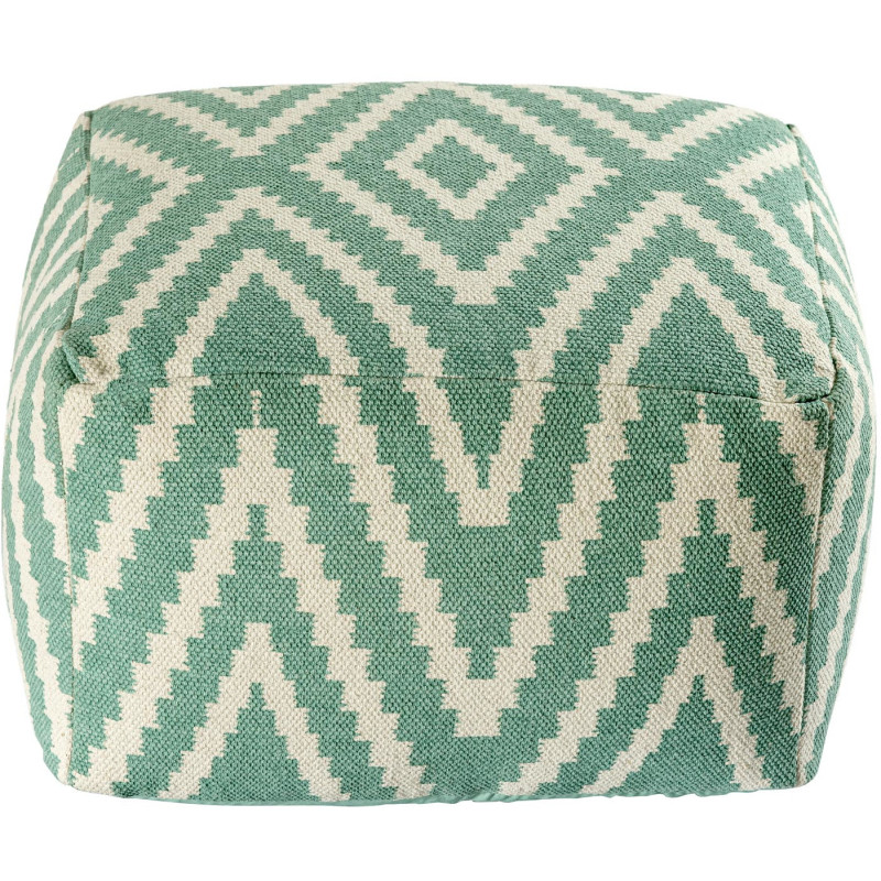 Pouf Carré 55 cm en Coton Vert menthe Motif zigzag Kilim - 2
