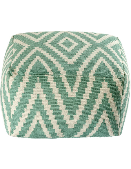 Pouf Carré 55 cm en Coton Vert menthe Motif zigzag Kilim - 2