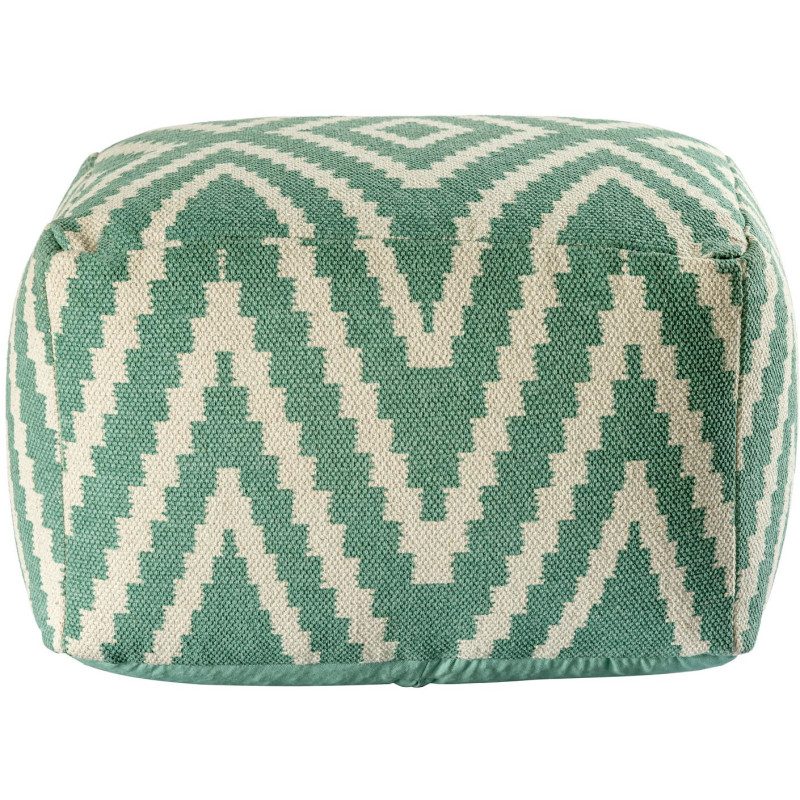 Pouf Carré 55 cm en Coton Vert menthe Motif zigzag Kilim - 3
