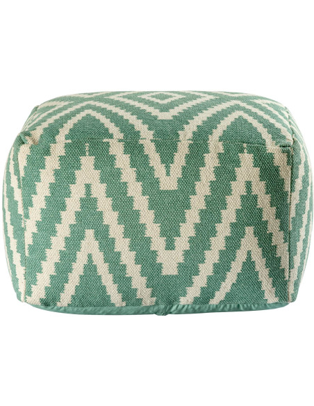 Pouf Carré 55 cm en Coton Vert menthe Motif zigzag Kilim - 3