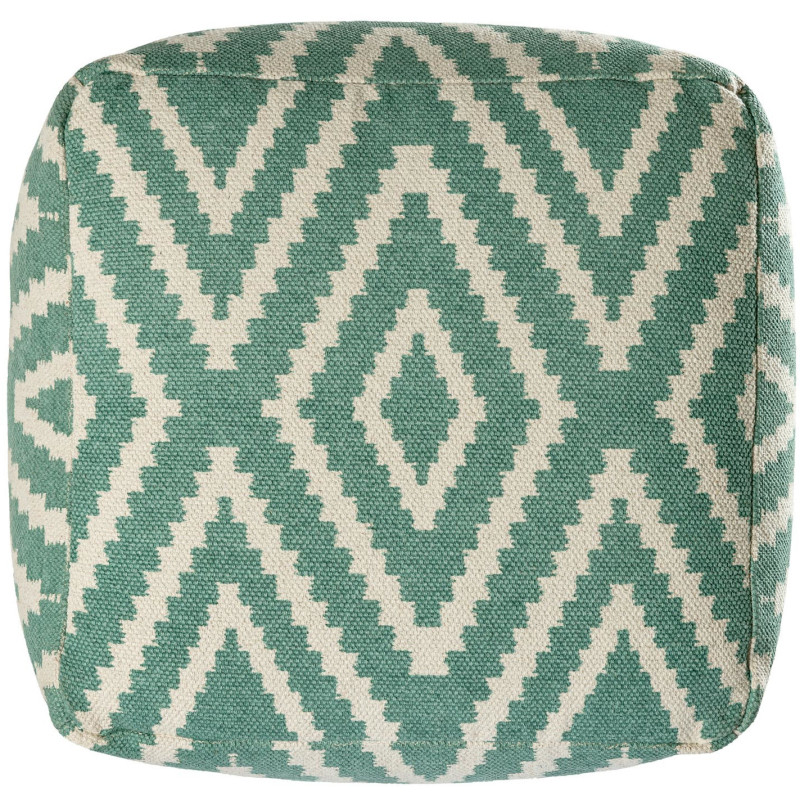 Pouf Carré 55 cm en Coton Vert menthe Motif zigzag Kilim - 4