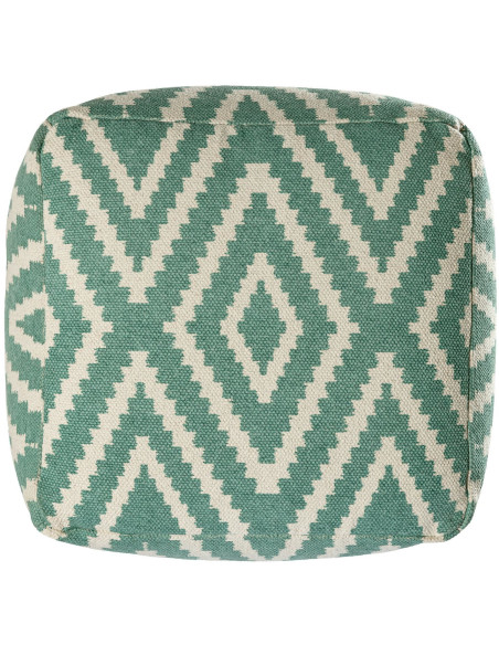 Pouf Carré 55 cm en Coton Vert menthe Motif zigzag Kilim - 4