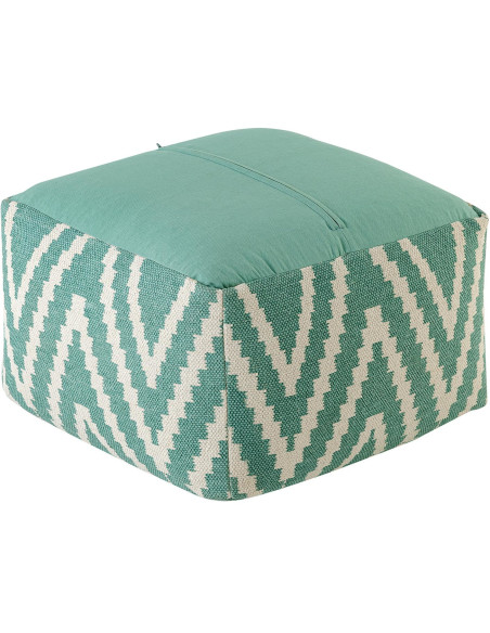 Pouf Carré 55 cm en Coton Vert menthe Motif zigzag Kilim - 5