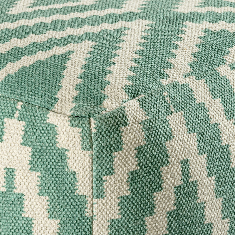 Pouf Carré 55 cm en Coton Vert menthe Motif zigzag Kilim - 6