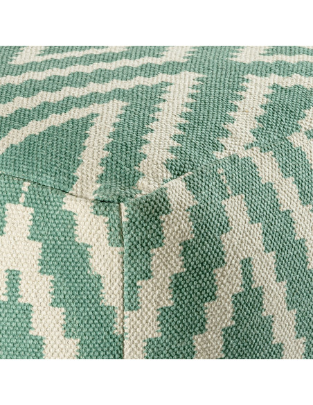 Pouf Carré 55 cm en Coton Vert menthe Motif zigzag Kilim - 6