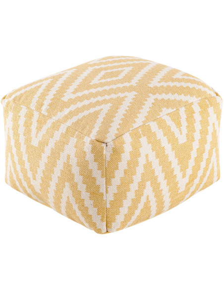 Pouf Carré 55 cm en Coton Jaune Motif zigzag Kilim - 1
