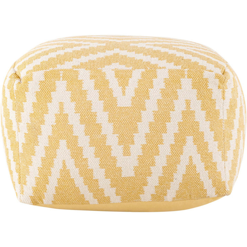 Pouf Carré 55 cm en Coton Jaune Motif zigzag Kilim - 2