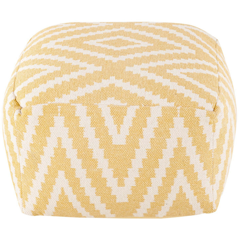 Pouf Carré 55 cm en Coton Jaune Motif zigzag Kilim - 3