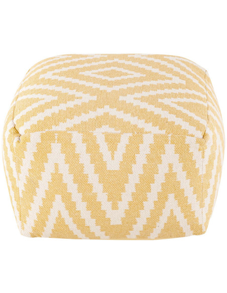 Pouf Carré 55 cm en Coton Jaune Motif zigzag Kilim - 3