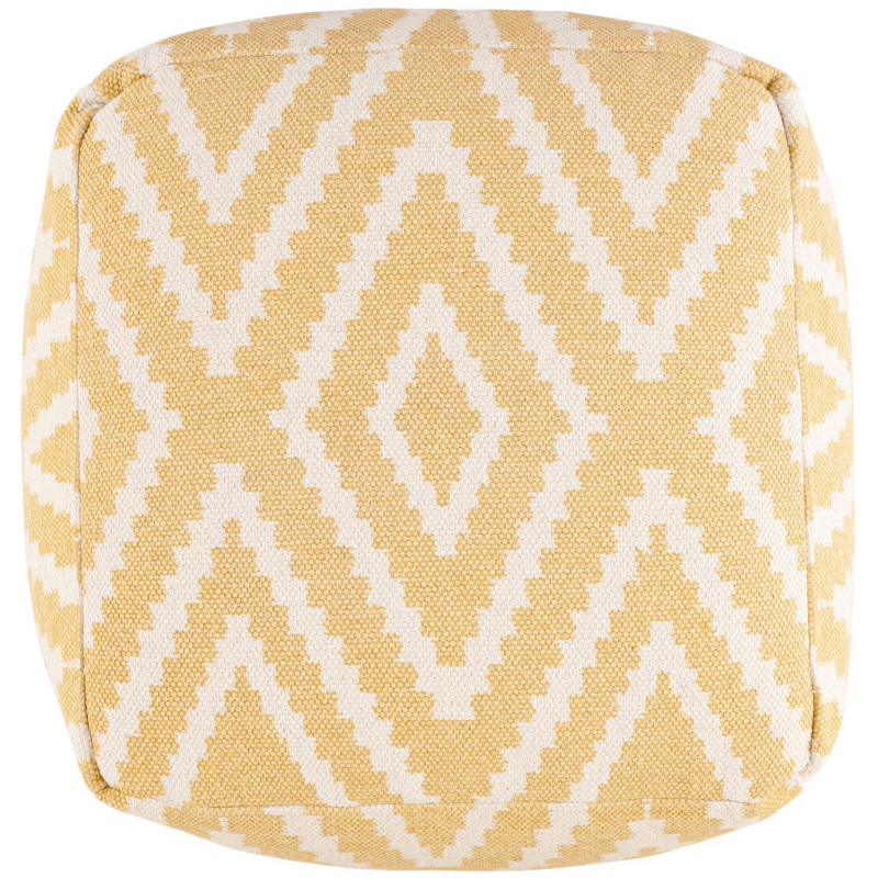 Pouf Carré 55 cm en Coton Jaune Motif zigzag Kilim - 4