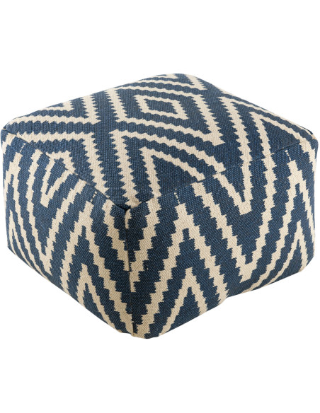 Pouf Carré 55 cm en Coton Bleu Motif zigzag Kilim - 1