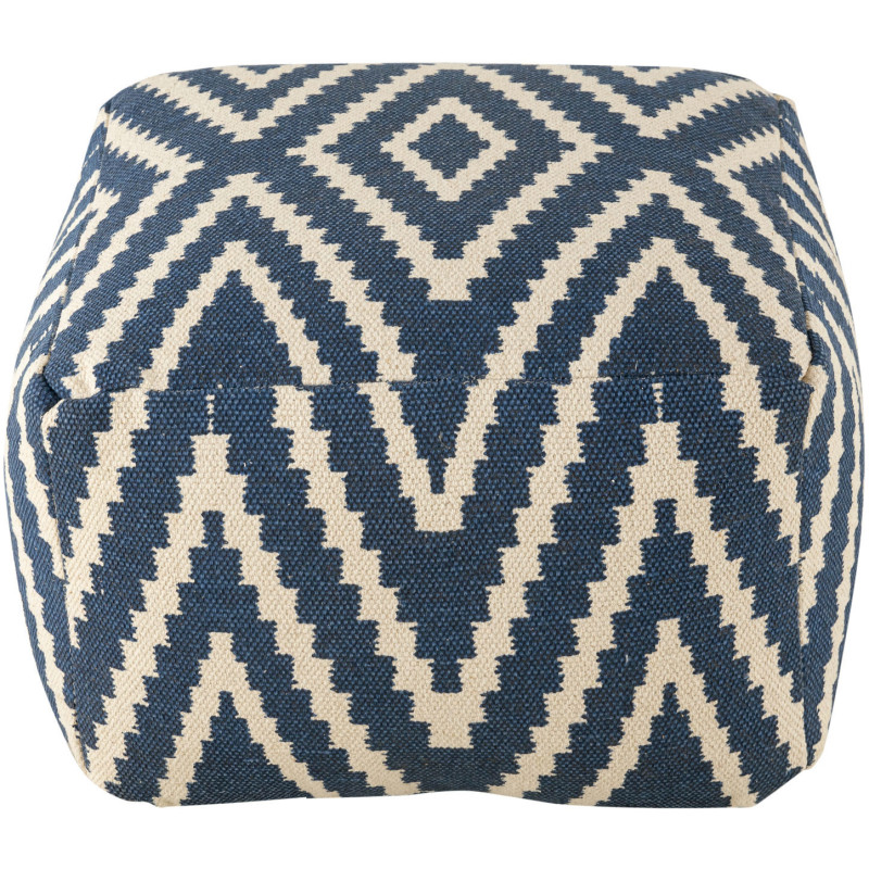 Pouf Carré 55 cm en Coton Bleu Motif zigzag Kilim - 2