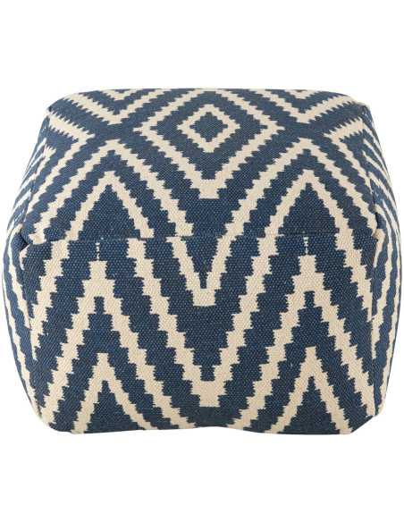 Pouf Carré 55 cm en Coton Bleu Motif zigzag Kilim - 2