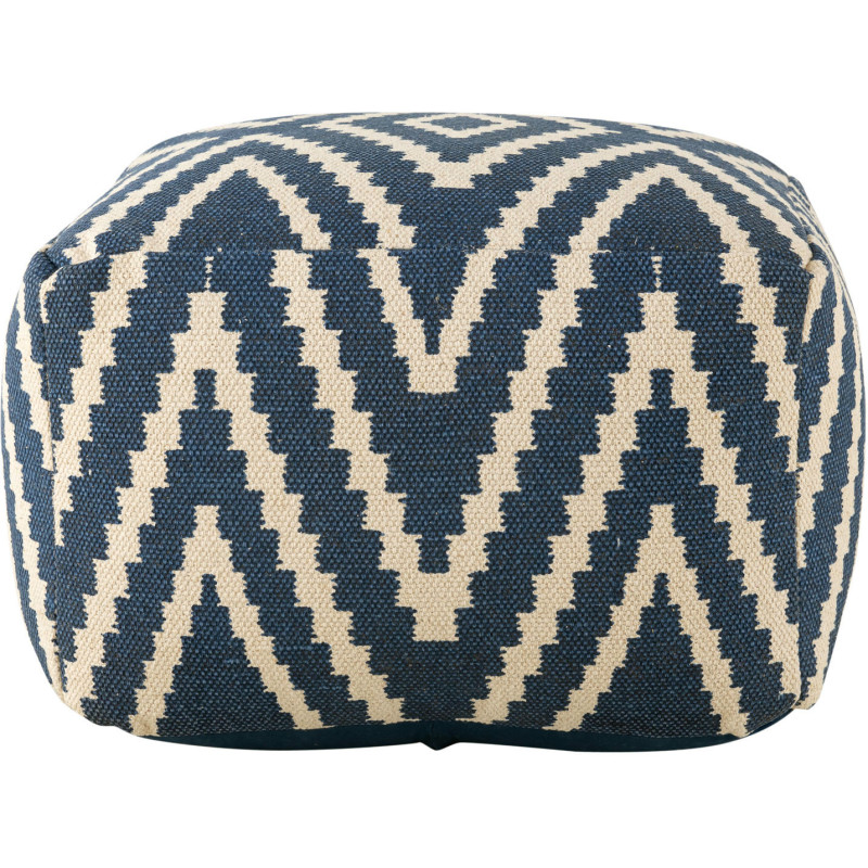Pouf Carré 55 cm en Coton Bleu Motif zigzag Kilim - 3