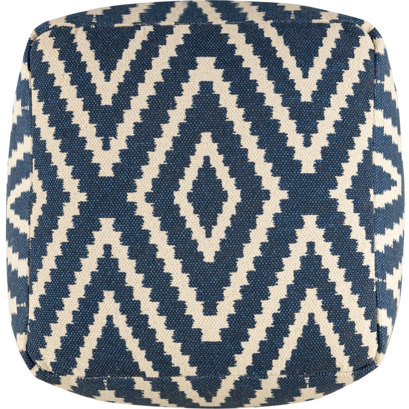 Pouf Carré 55 cm en Coton Bleu Motif zigzag Kilim - 4