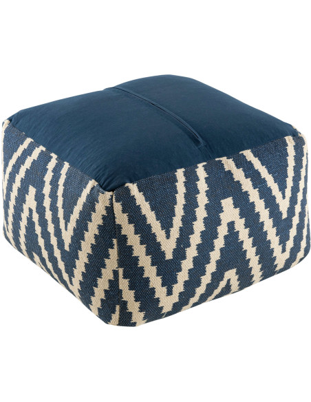 Pouf Carré 55 cm en Coton Bleu Motif zigzag Kilim - 5