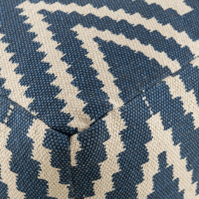 Pouf Carré 55 cm en Coton Bleu Motif zigzag Kilim - 6