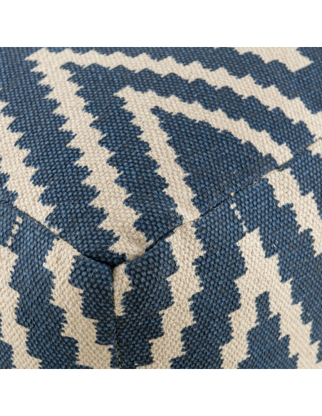Pouf Carré 55 cm en Coton Bleu Motif zigzag Kilim - 6