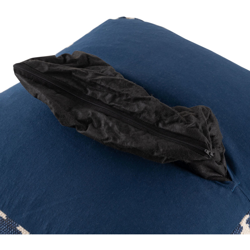 Pouf Carré 55 cm en Coton Bleu Motif zigzag Kilim - 7