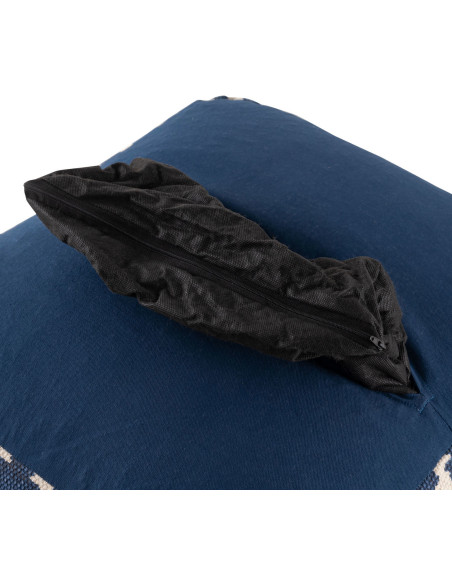 Pouf Carré 55 cm en Coton Bleu Motif zigzag Kilim - 7